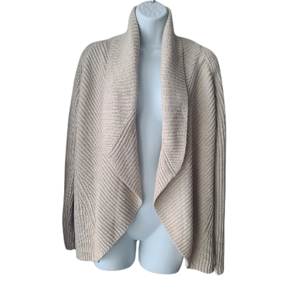 Neutral Knit Open Front Cardigan Sweater Sz Small Cream Comfy Western Office
